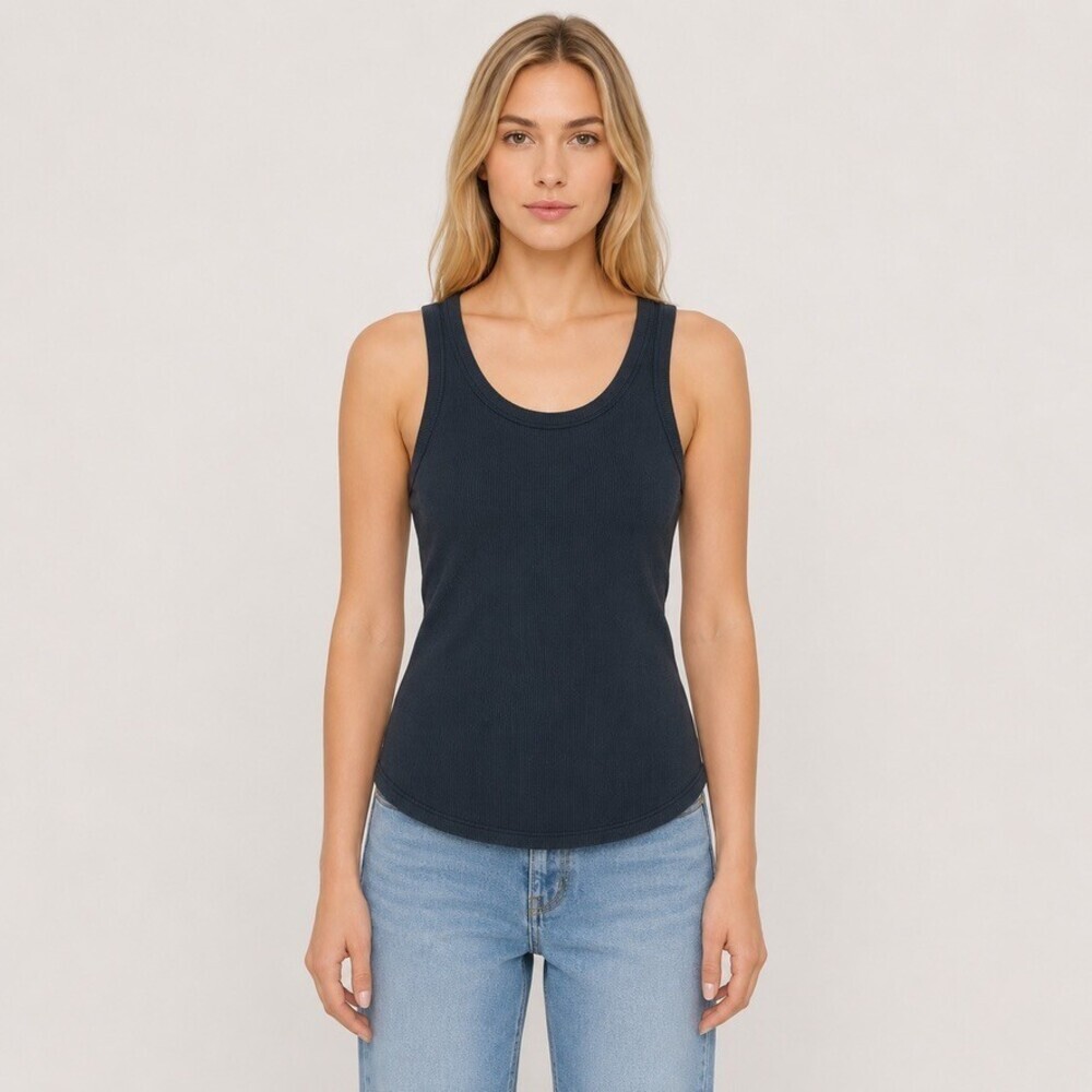 Haikure Gem Ribbed-Knit Tank Top charcoal gray size small